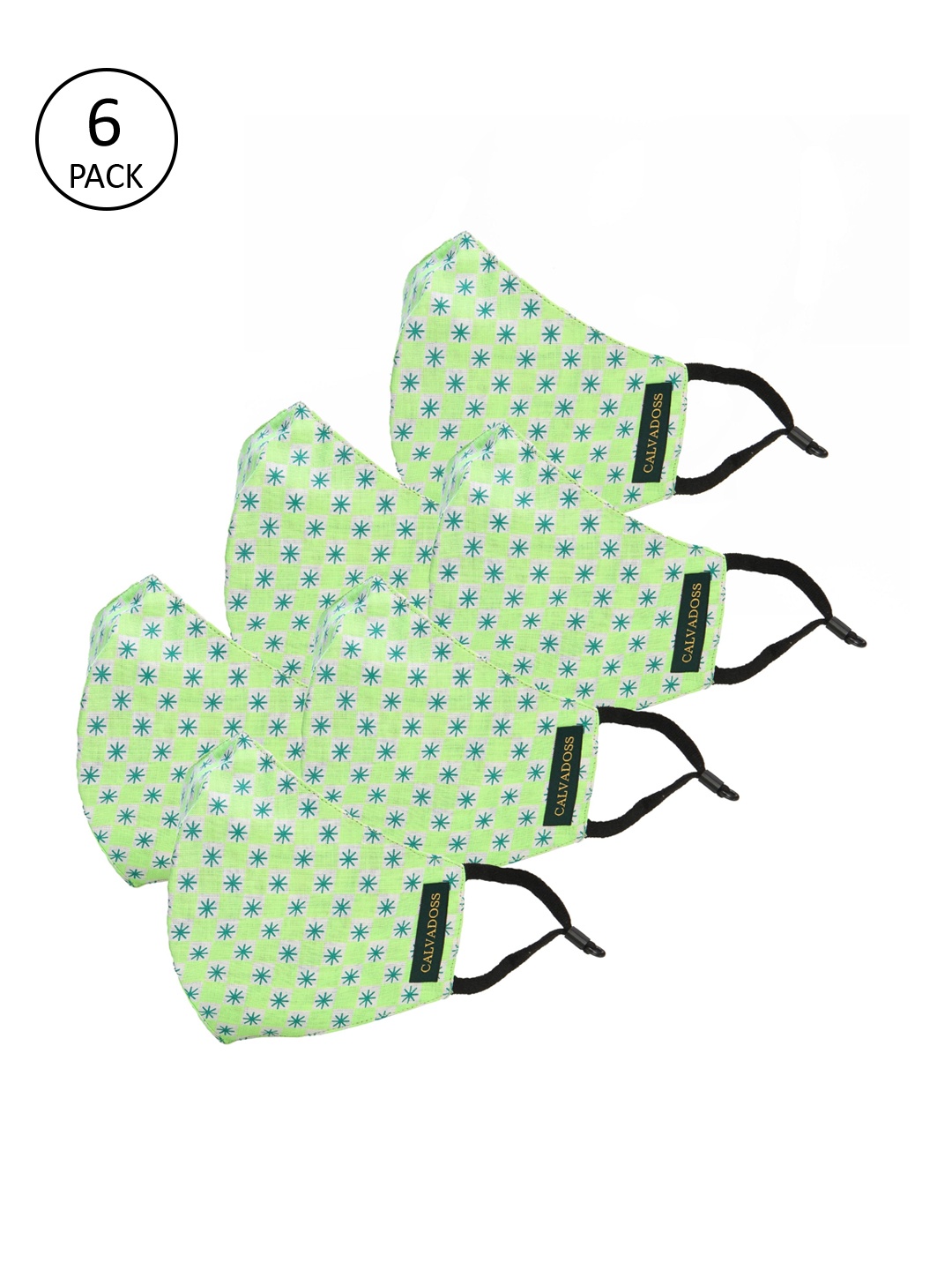 

Calvadoss Women Pack Of 6 Printed 3-Ply Reusable Cotton Cloth Masks, Green