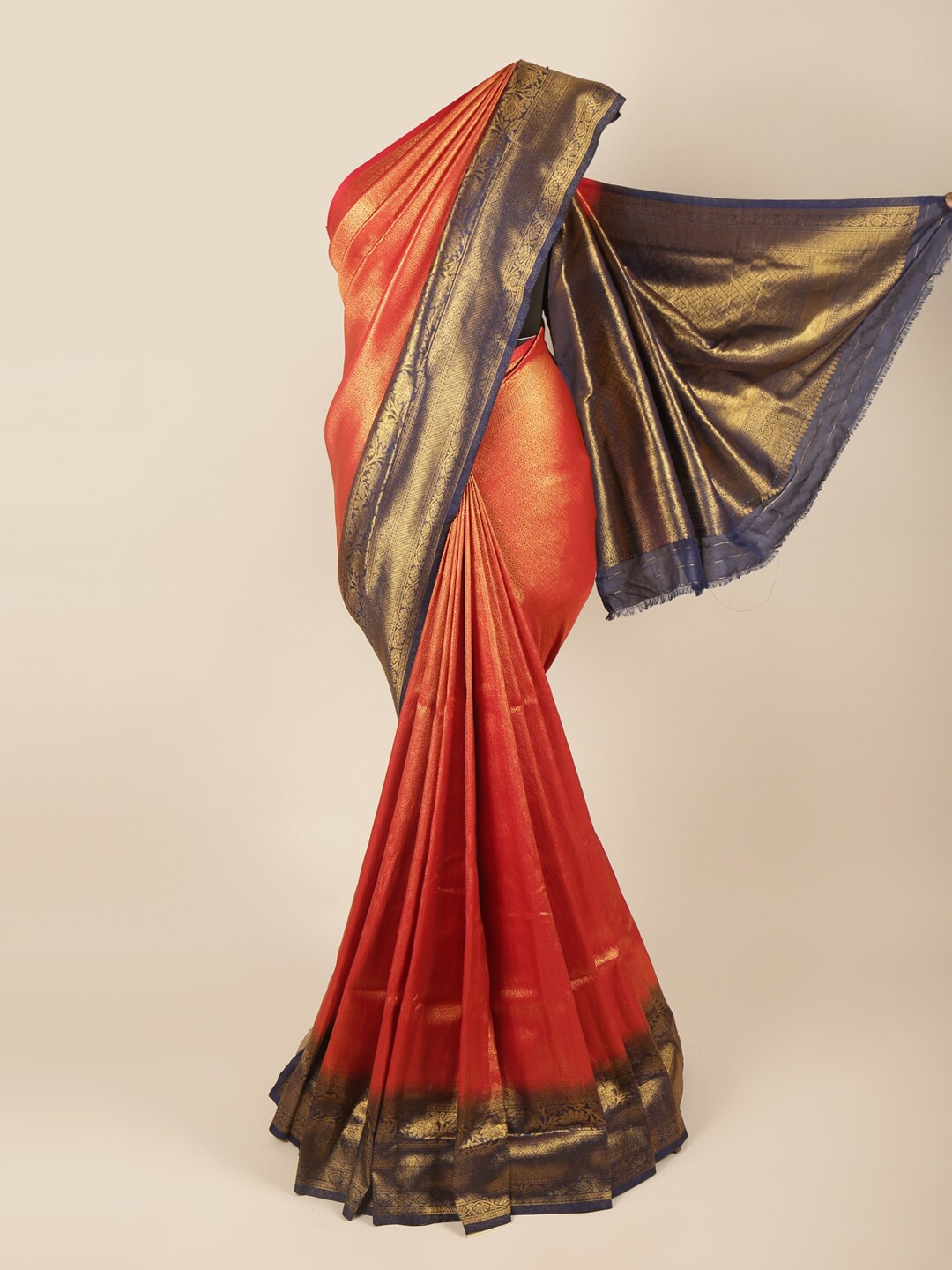 

Pothys Red & Navy Blue Woven Design Zari Art Silk Saree