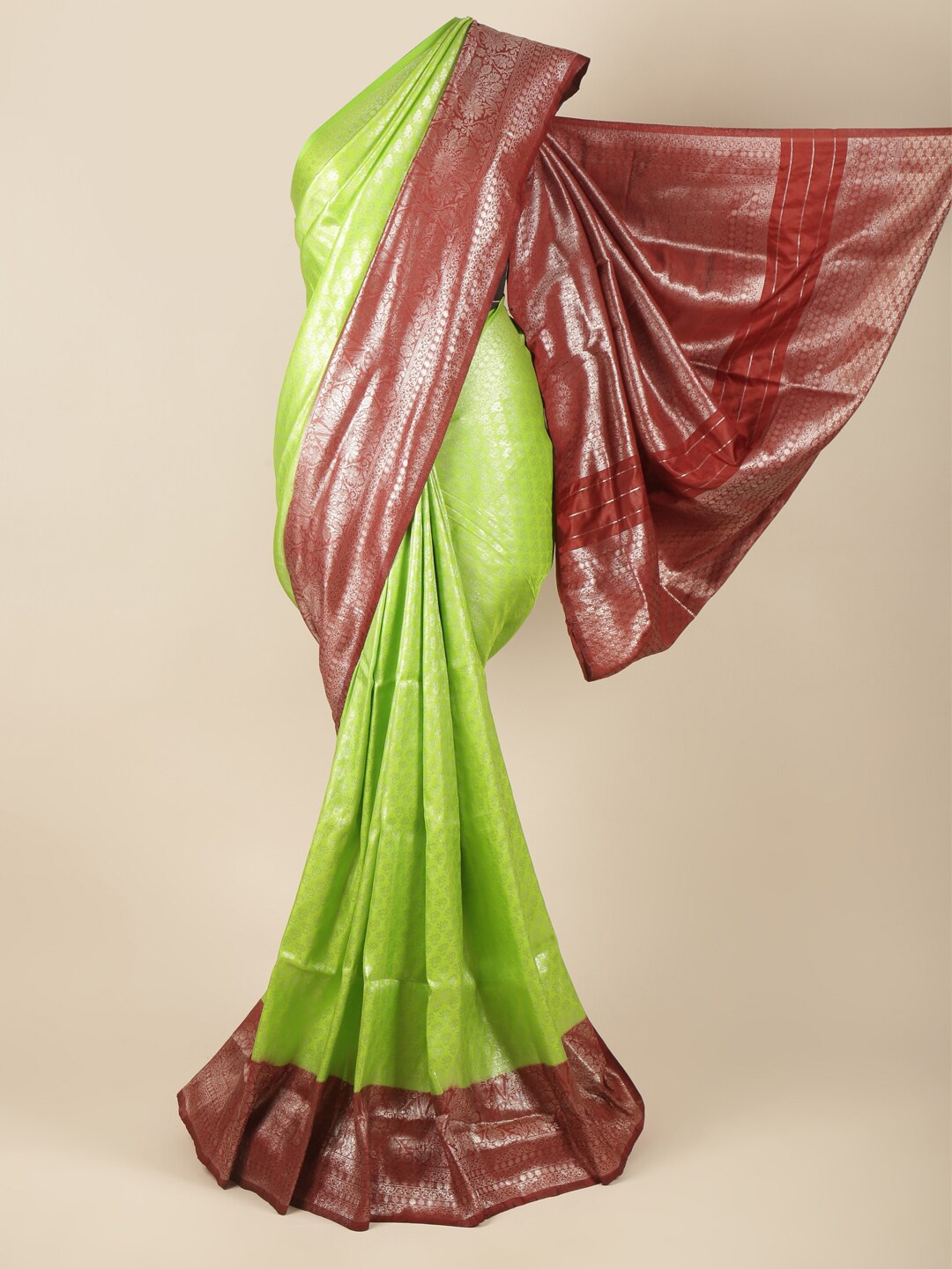 

Pothys Green & Maroon Woven Design Zari Art Silk Banarasi Saree
