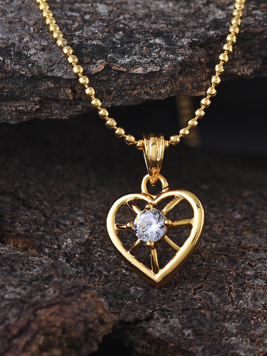 

Tistabene Women Gold-Plated Heart Solitaire Pendant