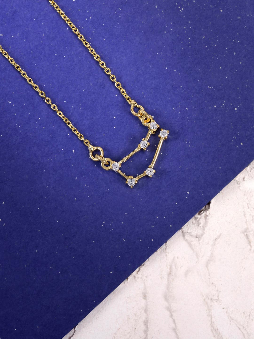 

Tistabene Women Gold-Plated & White Stone Studded Star Design Pendant