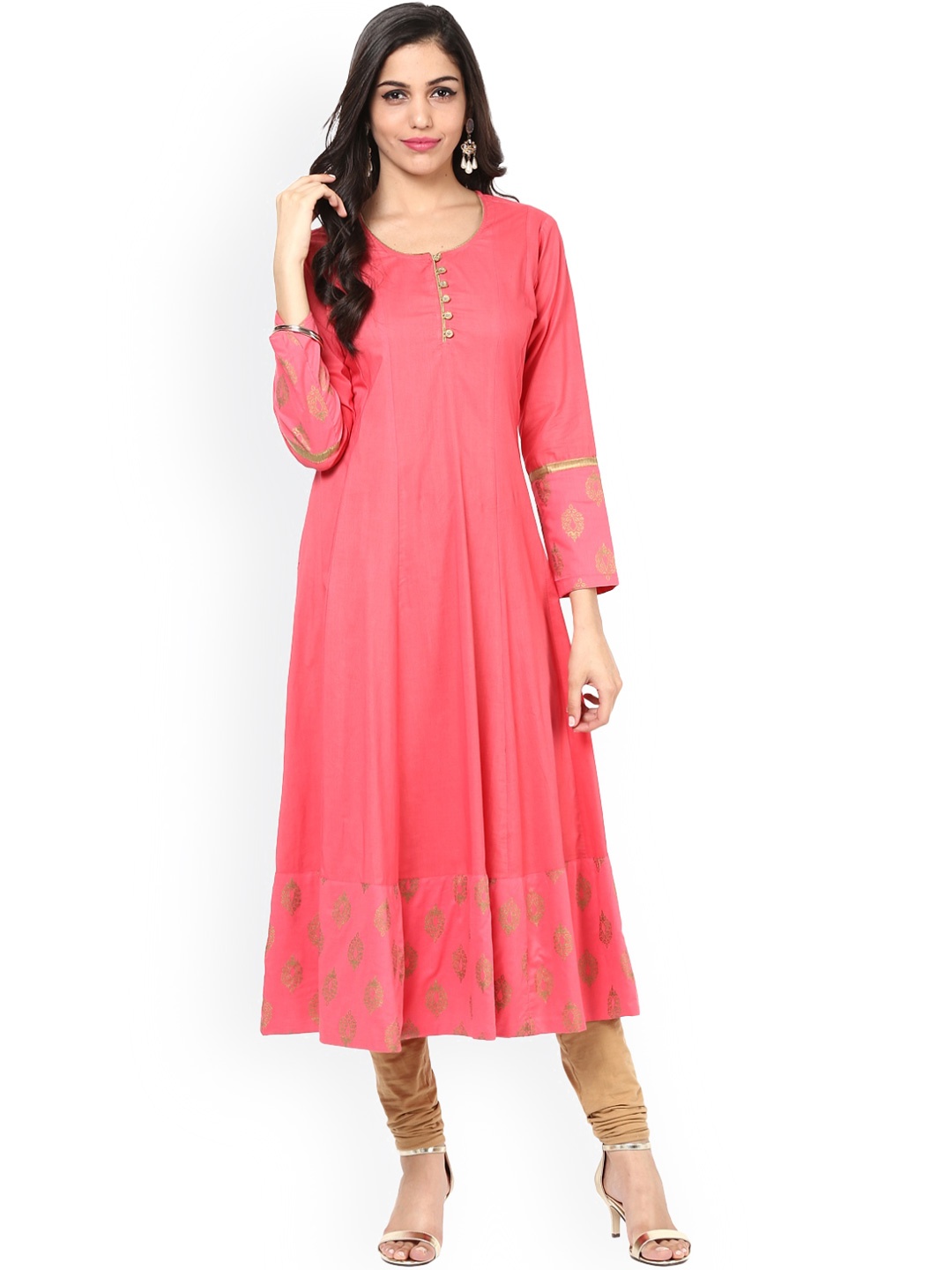 

Bhama Couture Women Pink Printed Anarkali Kurta