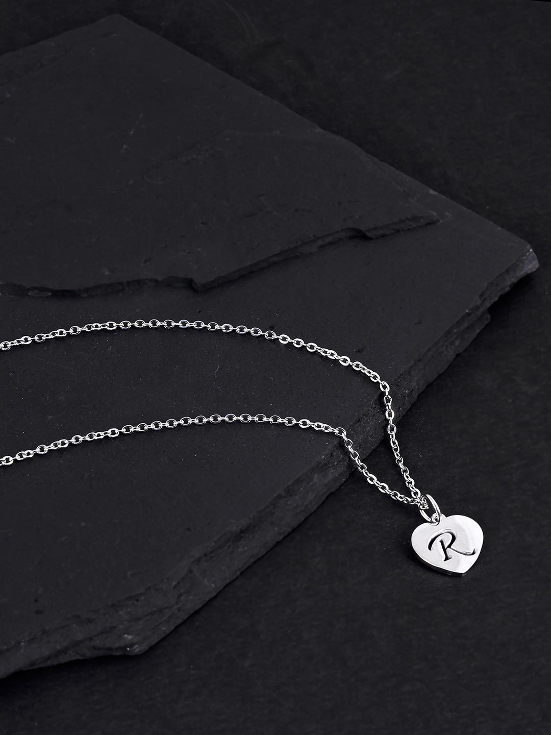 

Tistabene Rhodium-Plated R Pendant With Chain, White