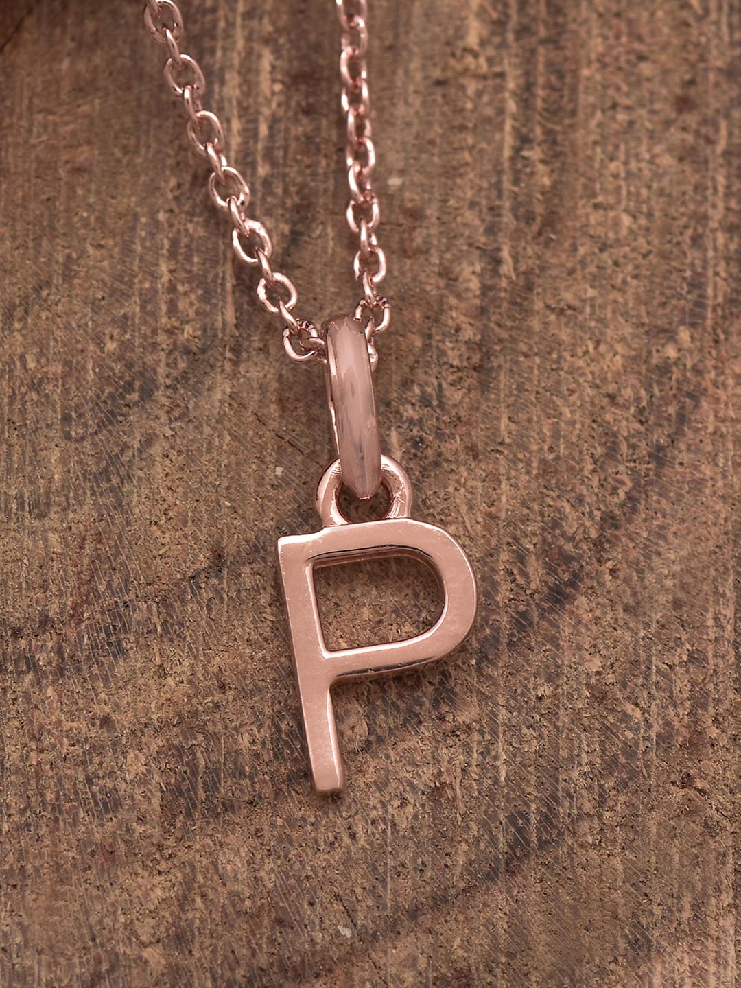 

Tistabene Rose Gold-Plated Pink Letter P Pendant with Chain