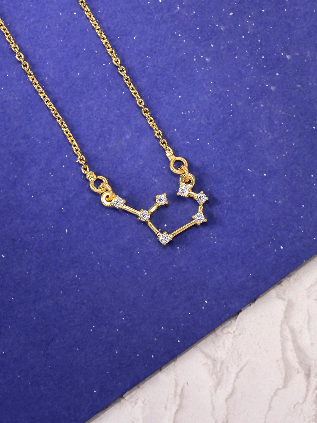

Tistabene Gold-Plated White Stone-Studded Sagittarius Pendant With Chain