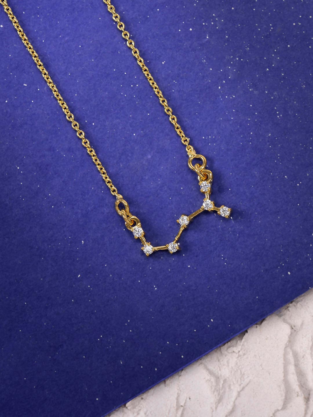 

Tistabene Gold-Plated White Stone-Studded Constellation Scorpio Pendant with Chain