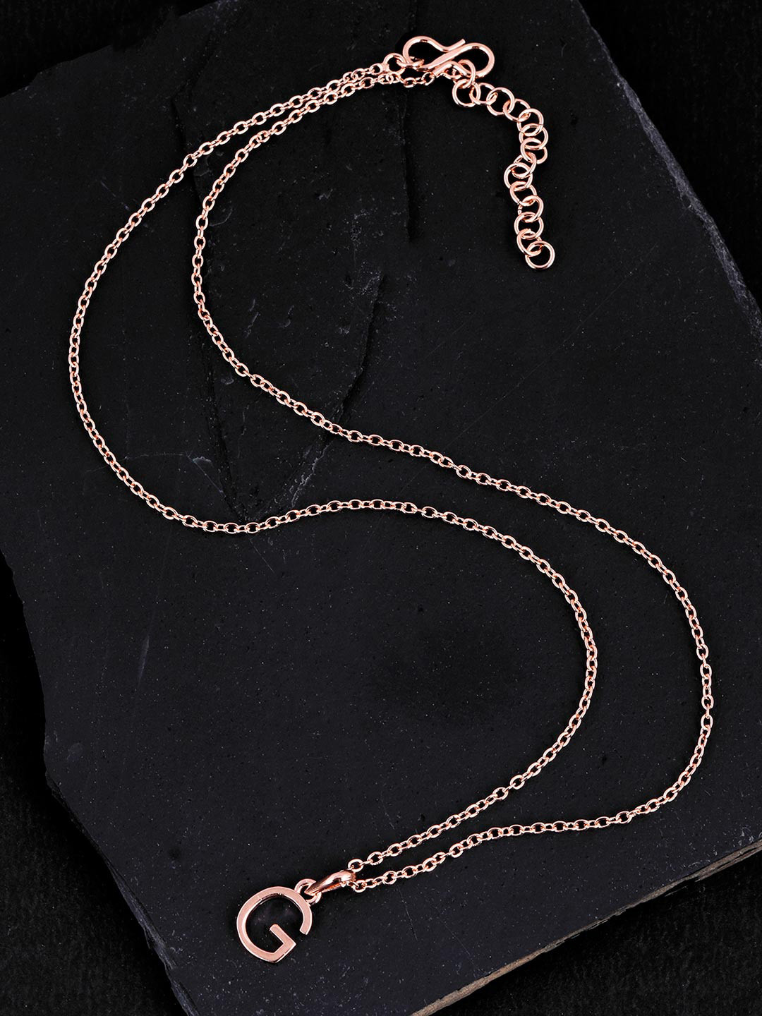 

Tistabene Rose Gold-Toned Alphabet-G Pendant With Chain