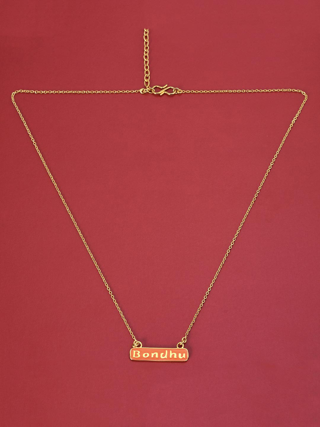 

Tistabene Gold-Plated & Orange Bondhu Pendant With Chain