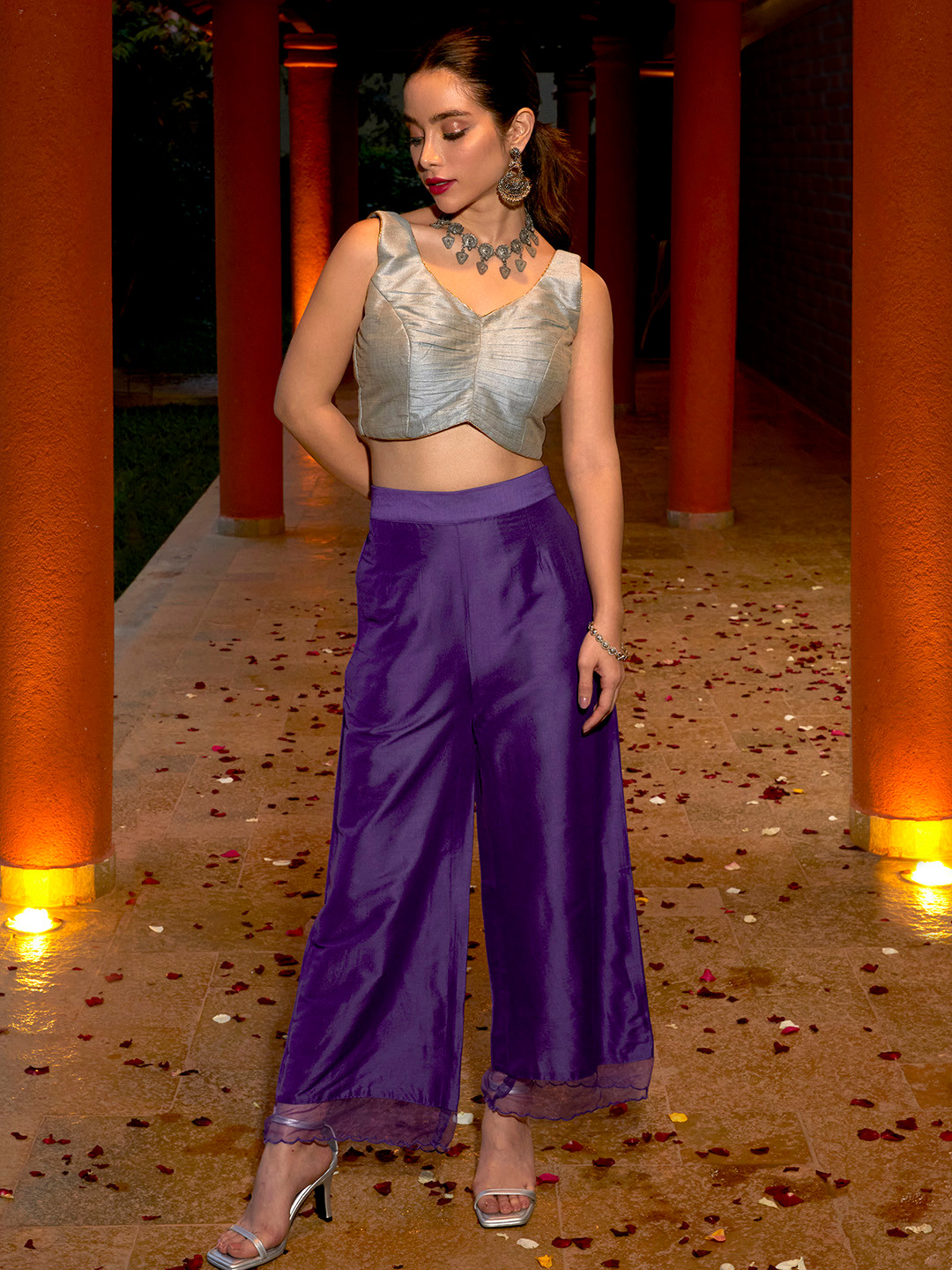 

Sangria Women Purple Ethnic Palazzos