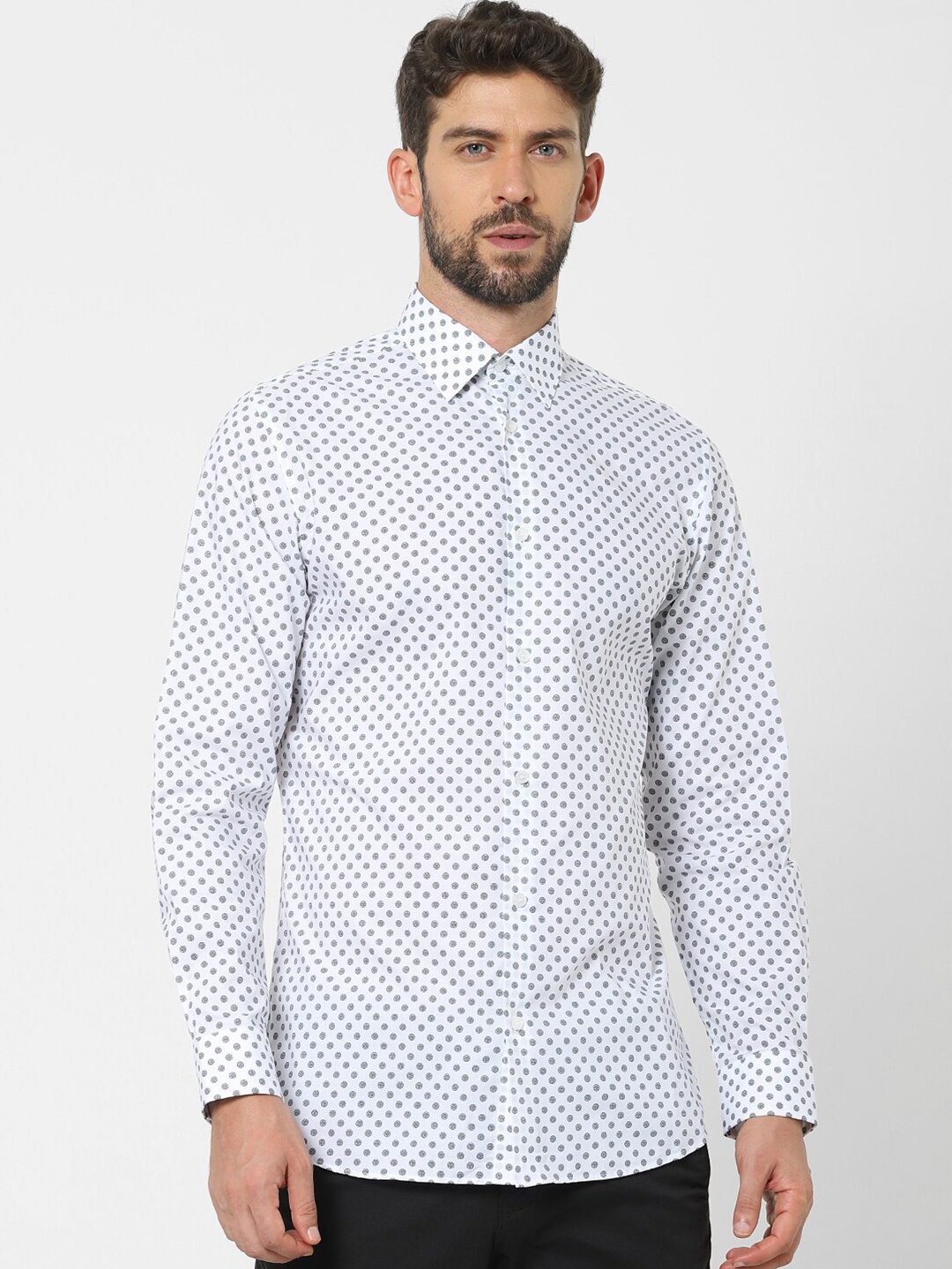 

SELECTED Men White Printed Casual Shirt