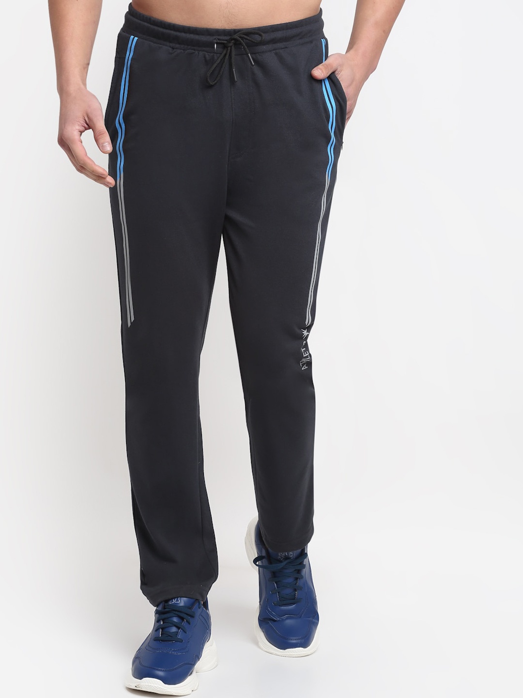 

VENITIAN Men Charcoal Grey Solid Cotton Slim-Fit Trackpant