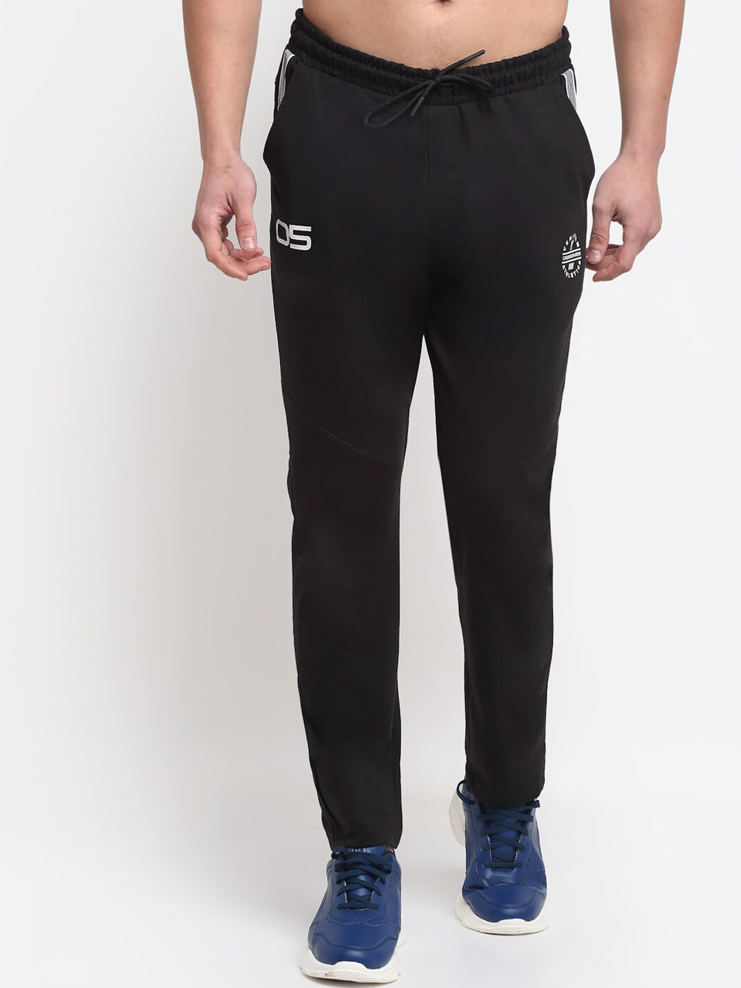 

VENITIAN Men Black Solid Cotton Slim-Fit Trackpants