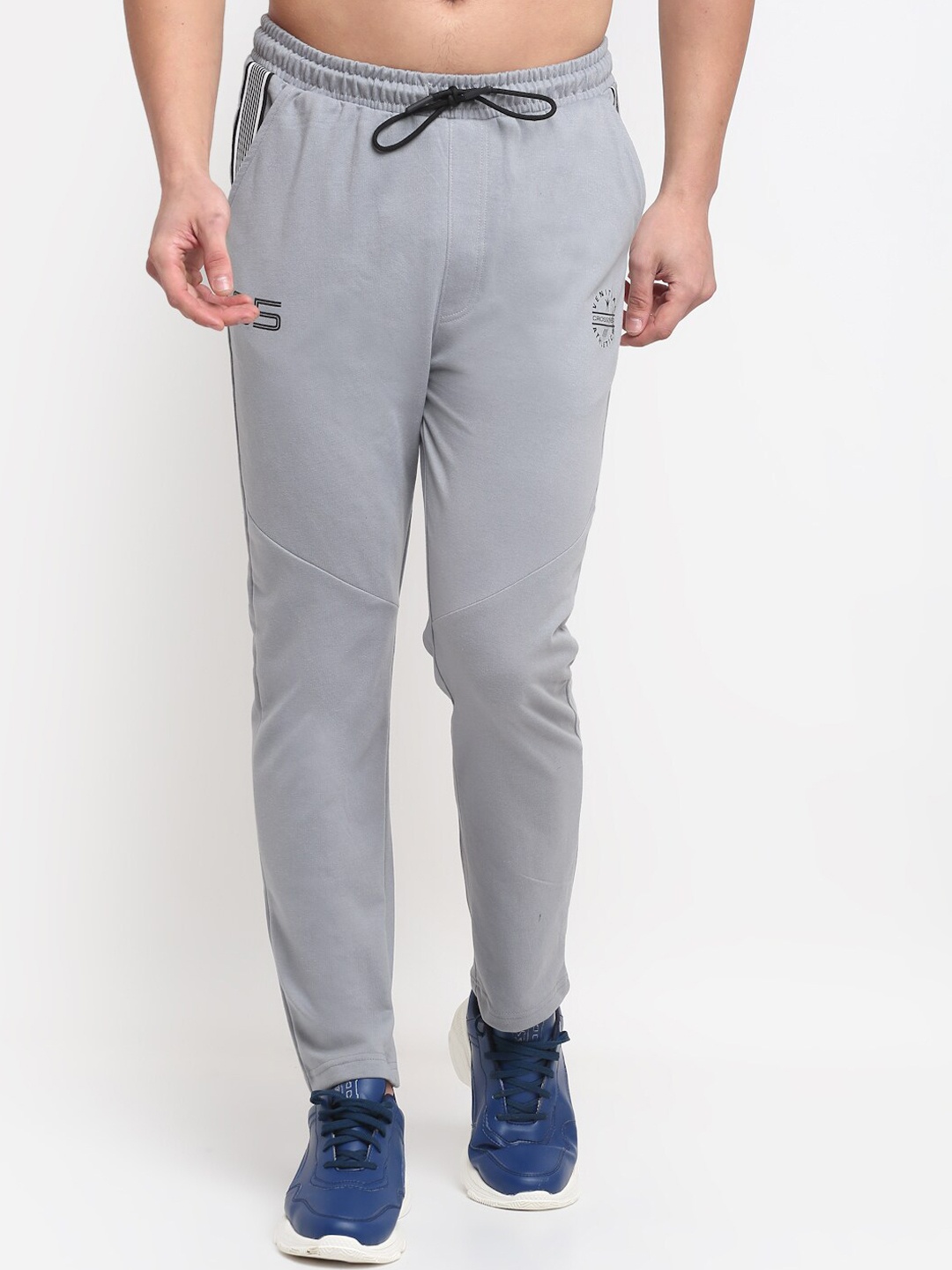 

VENITIAN Men Grey Solid Cotton Slim-Fit Trackpant