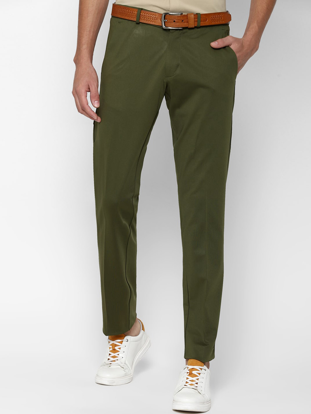 

Allen Solly Men Olive Green Slim Fit Trousers