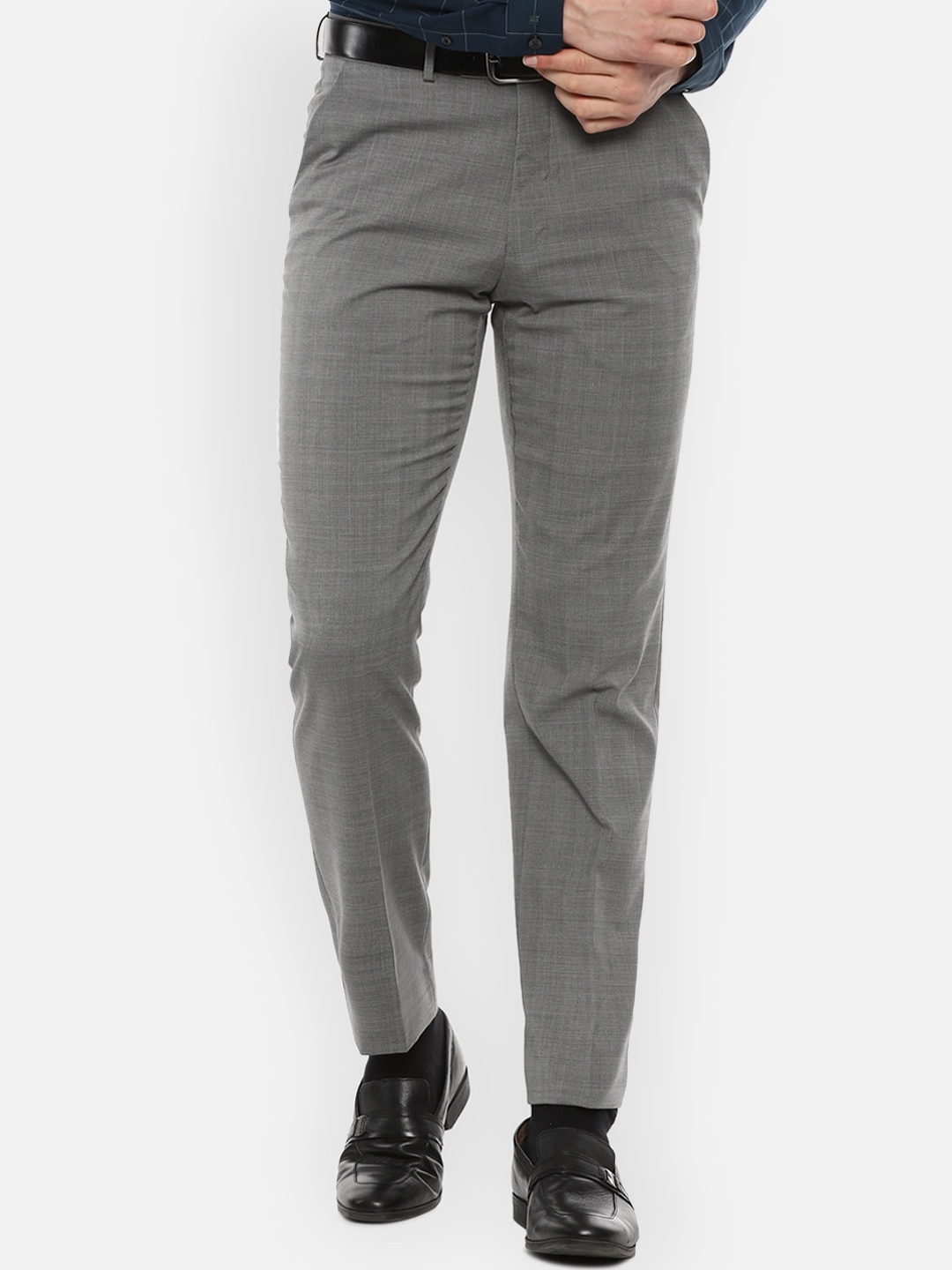 

Luxure by Louis Philippe Men Grey Textured Slim Fit Trousers