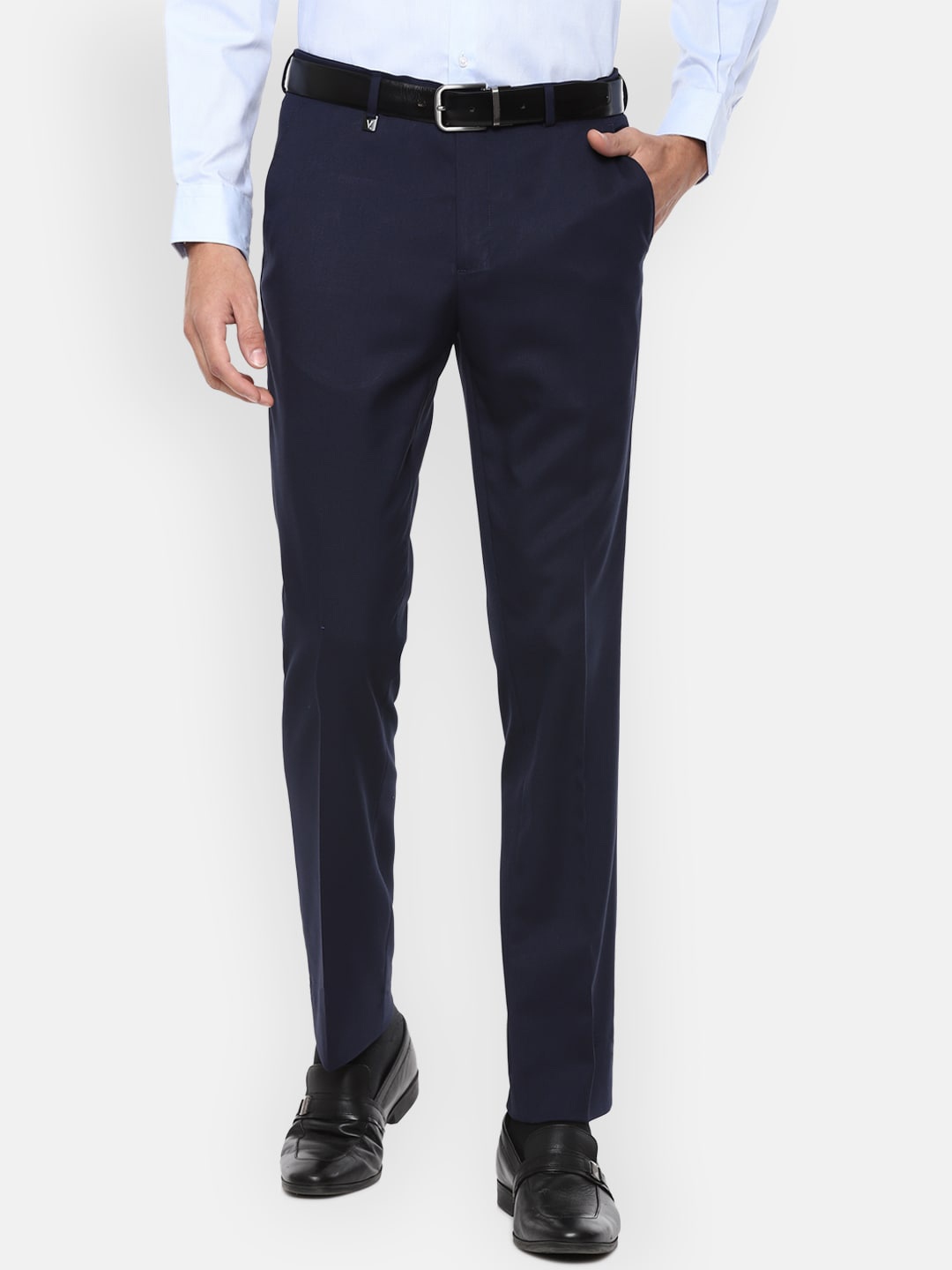 

V Dot Men Navy Blue Skinny Fit Trousers