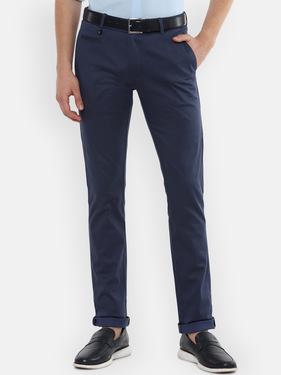 

V Dot Men Navy Blue Slim Fit Trousers