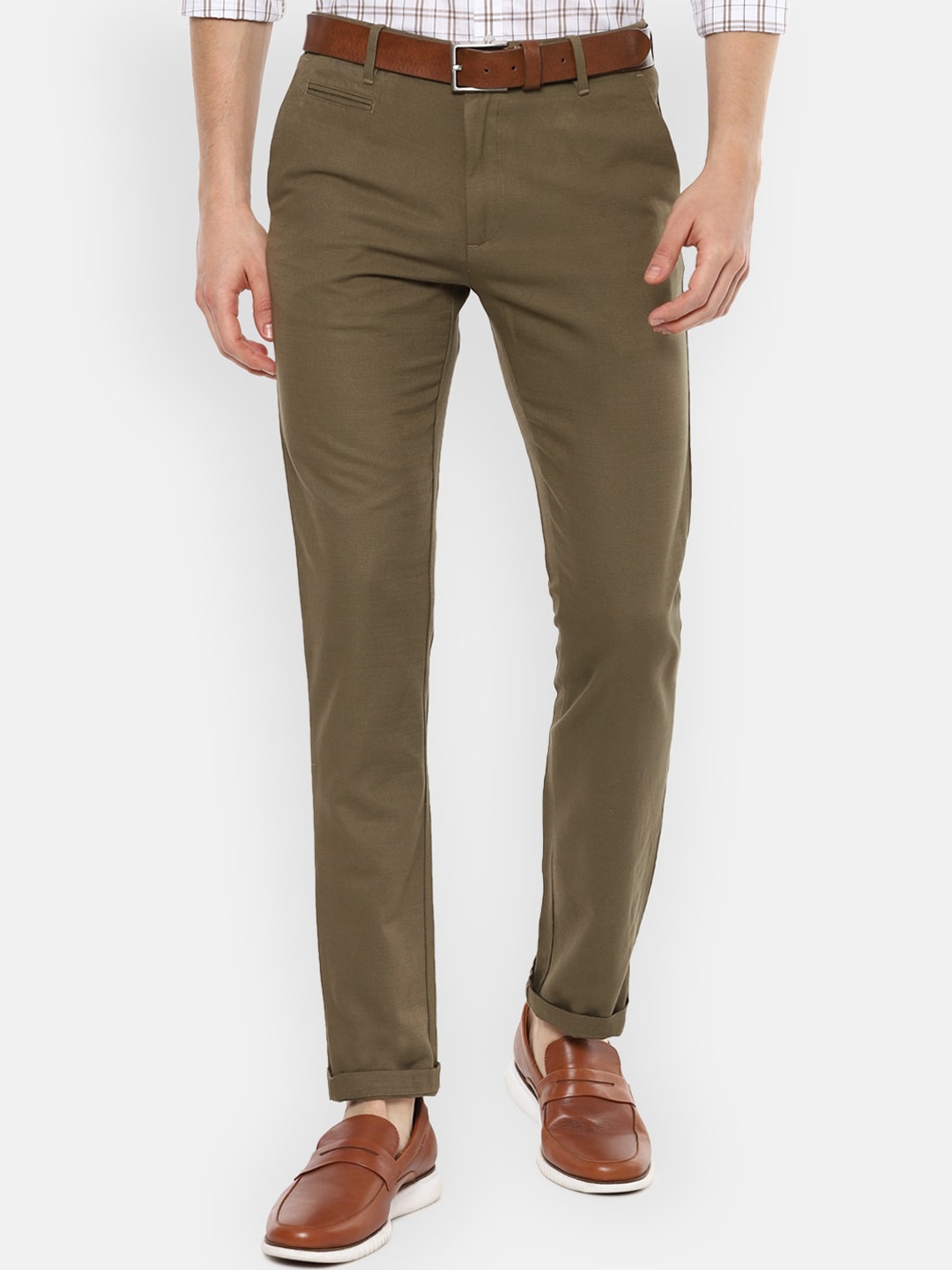 

V Dot Men Khaki Slim Fit Trousers