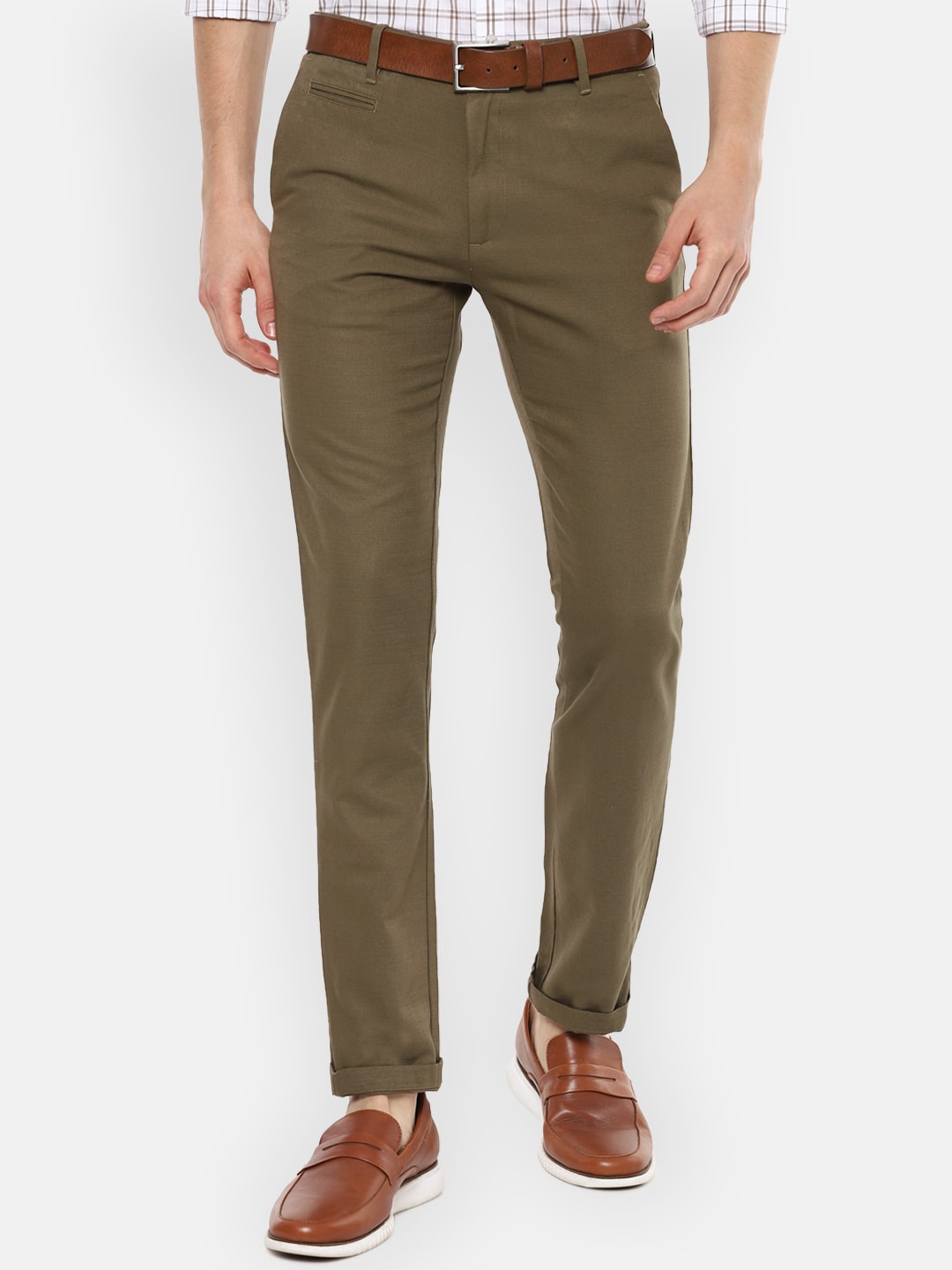 

V Dot Men Khaki Slim Fit Trousers
