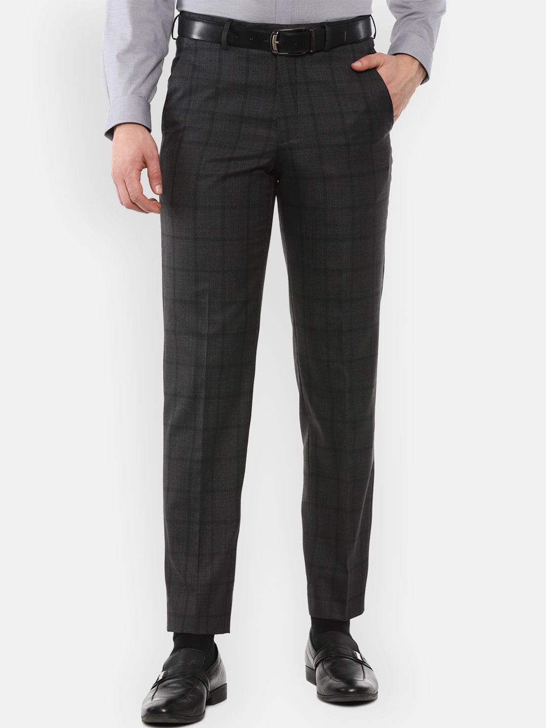 

Van Heusen Men Black Checked Trousers