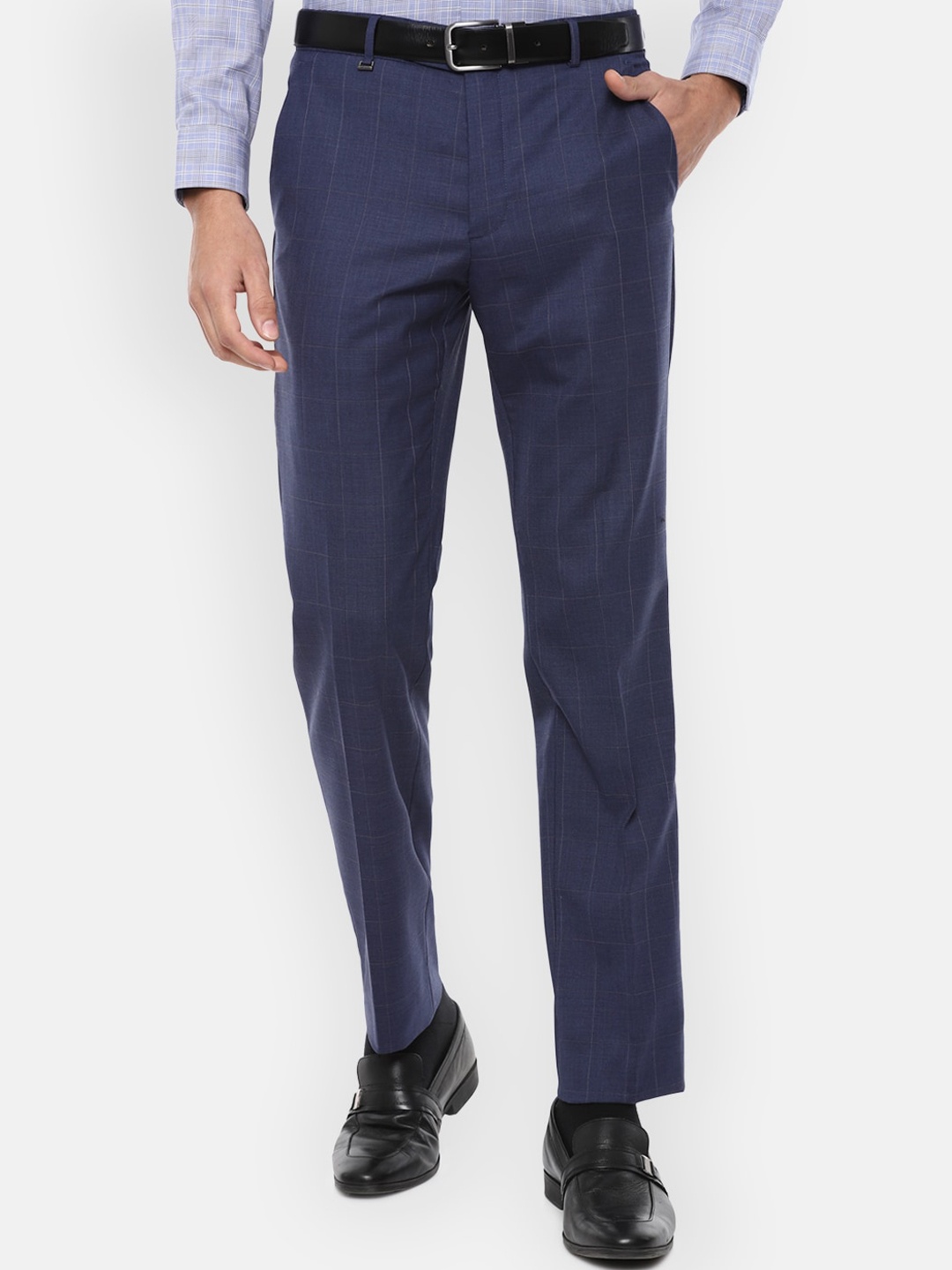 

Van Heusen Men Navy Blue Slim Fit Formal Trousers