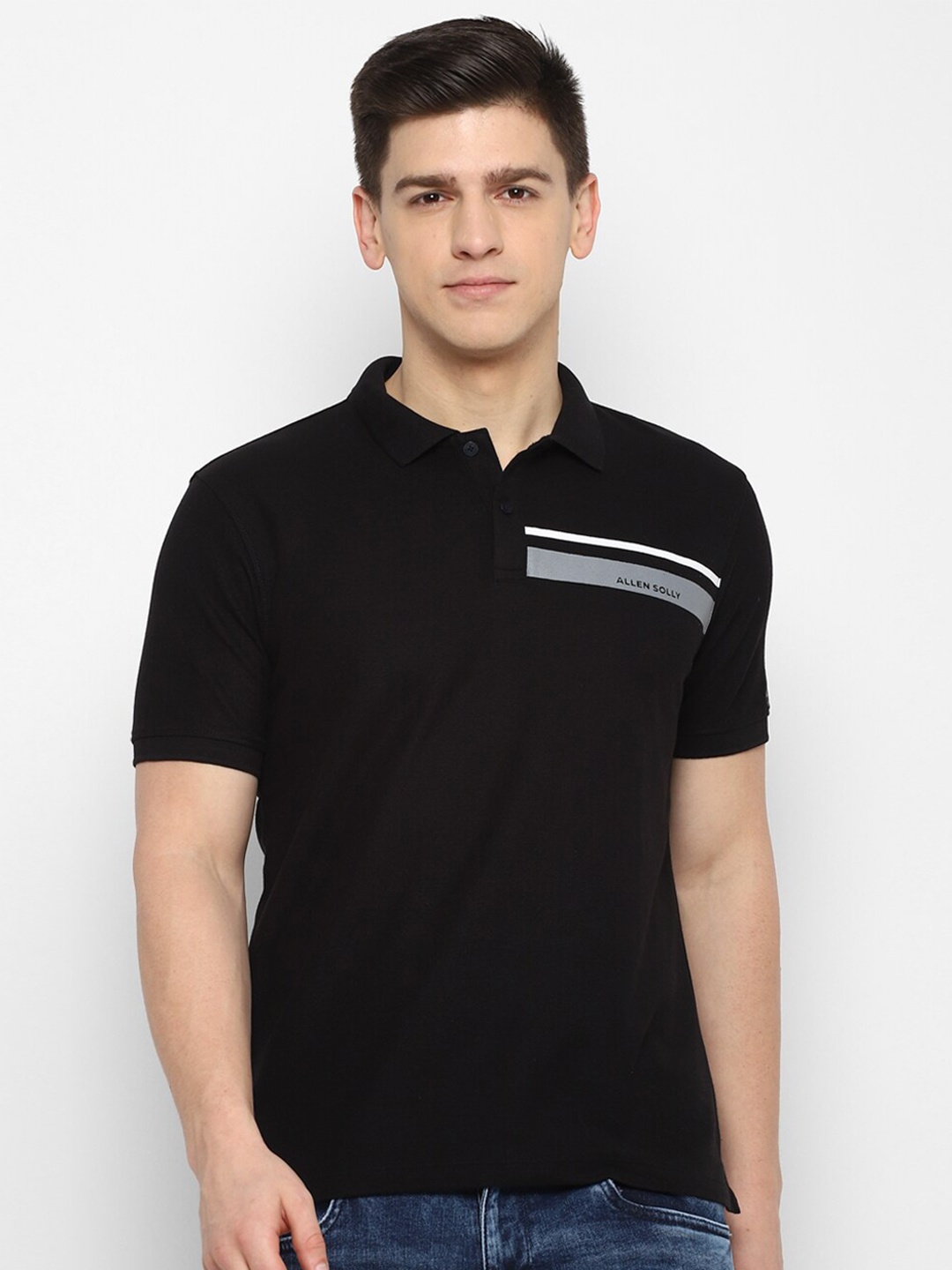 

Allen Solly Men Black Polo Collar T-shirt