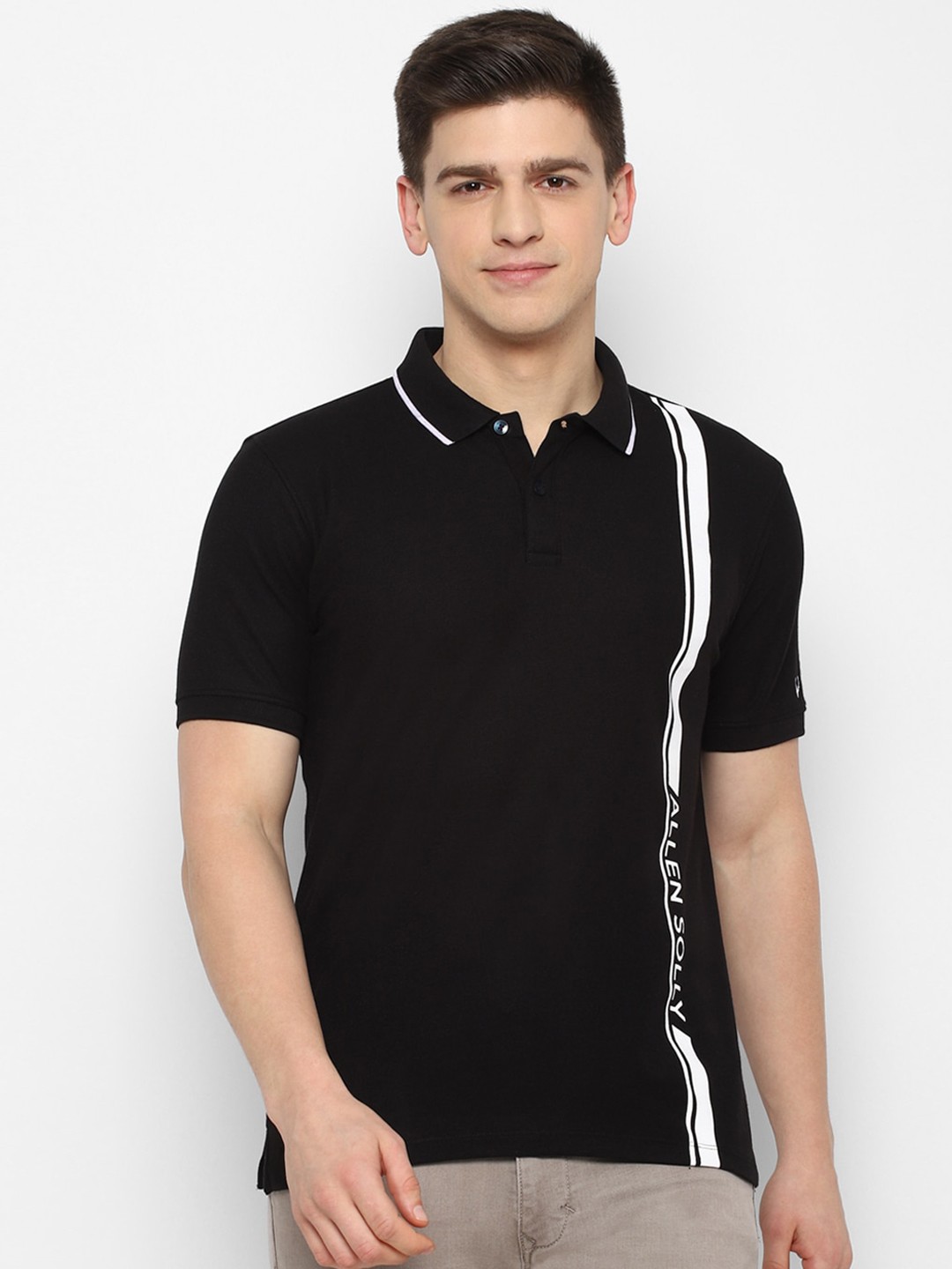 

Allen Solly Men Black Polo Collar T-shirt