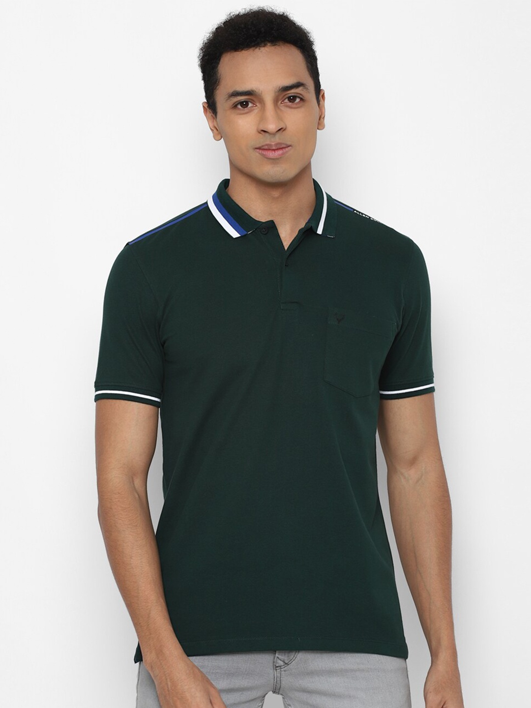 

Allen Solly Men Green Polo Collar Pure Cotton T-shirt