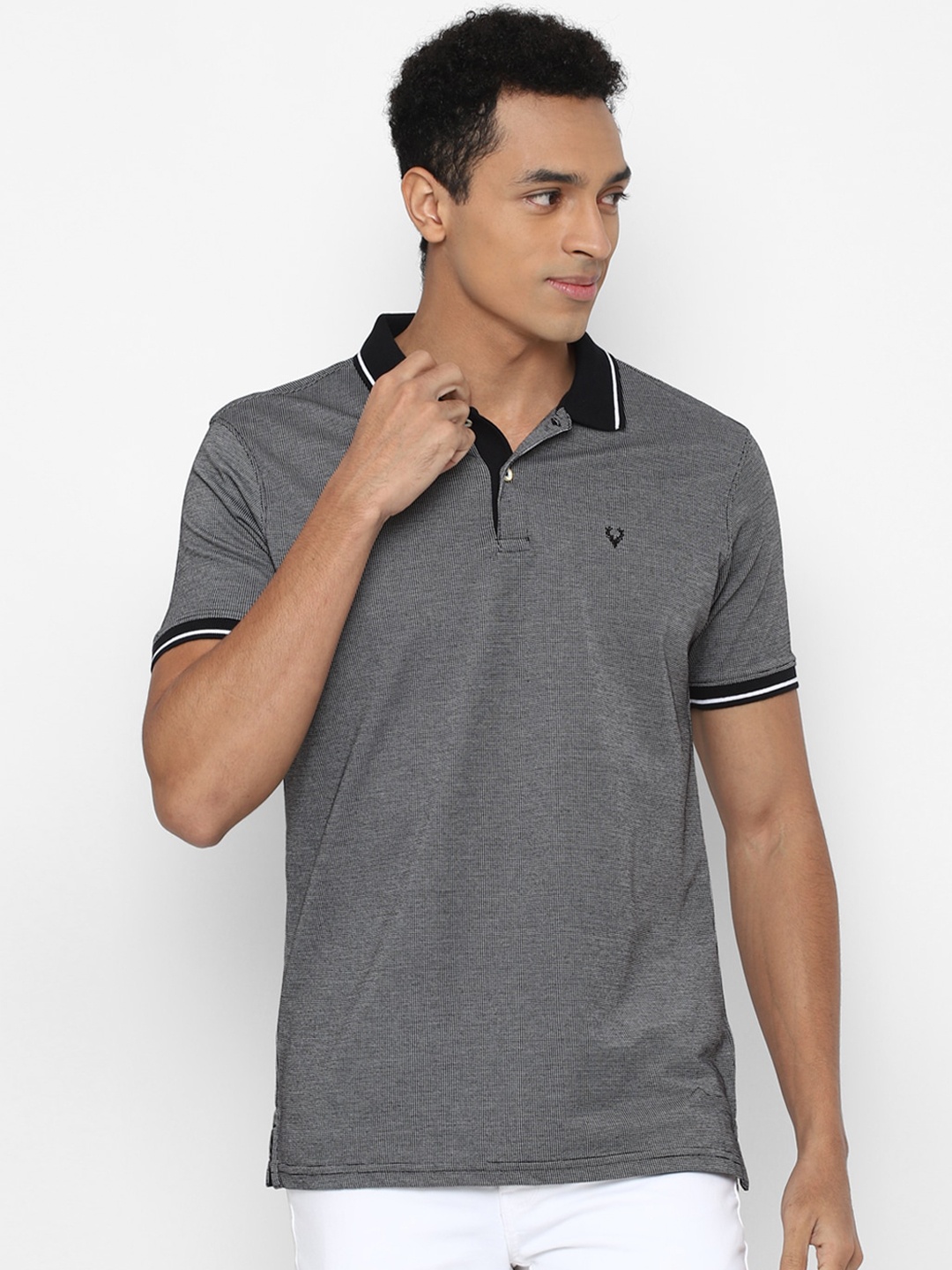 

Allen Solly Men Grey Printed Polo Collar T-shirt