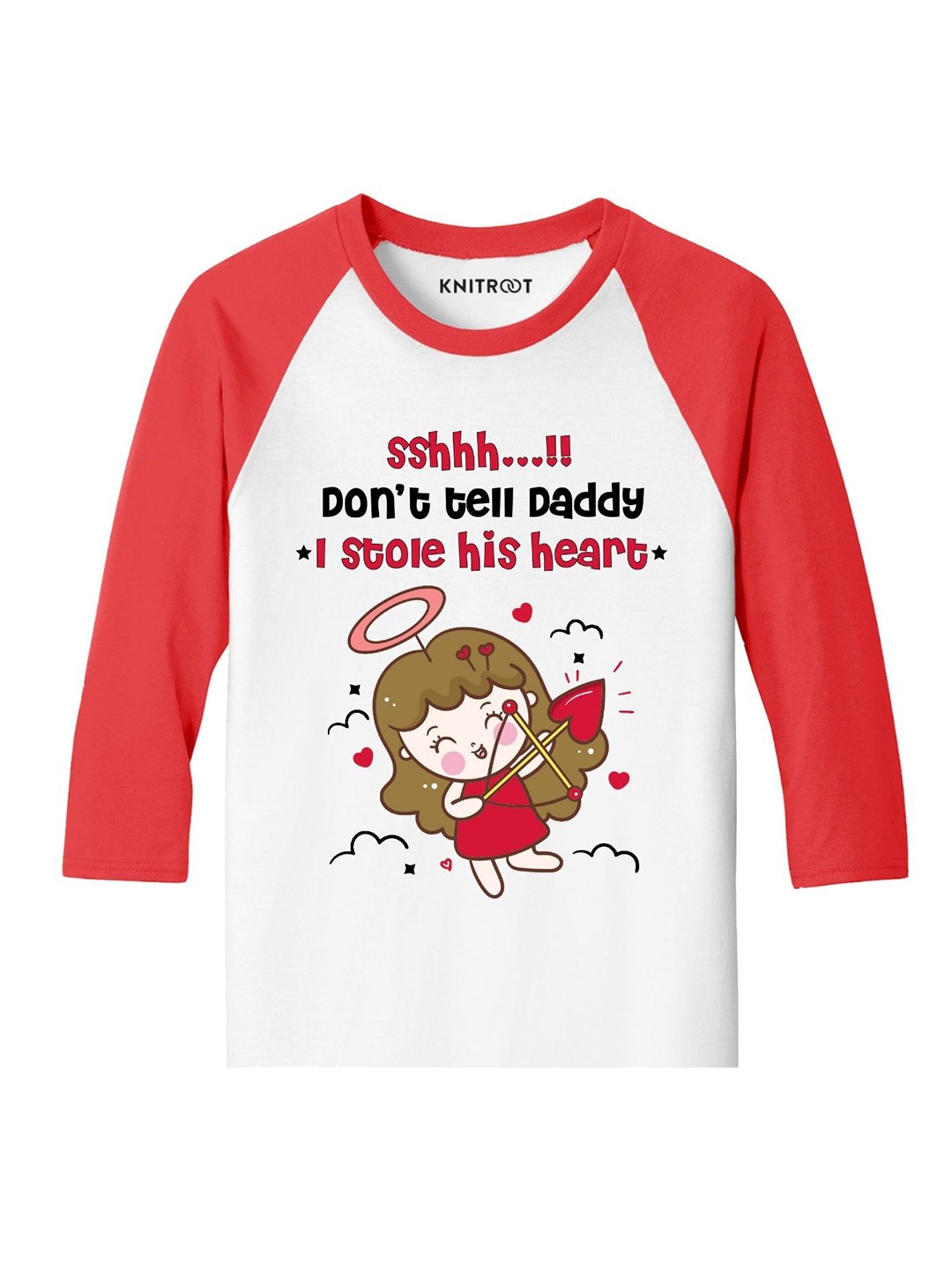 

KNITROOT Kids White & Red Printed Drop-Shoulder Sleeves T-shirt