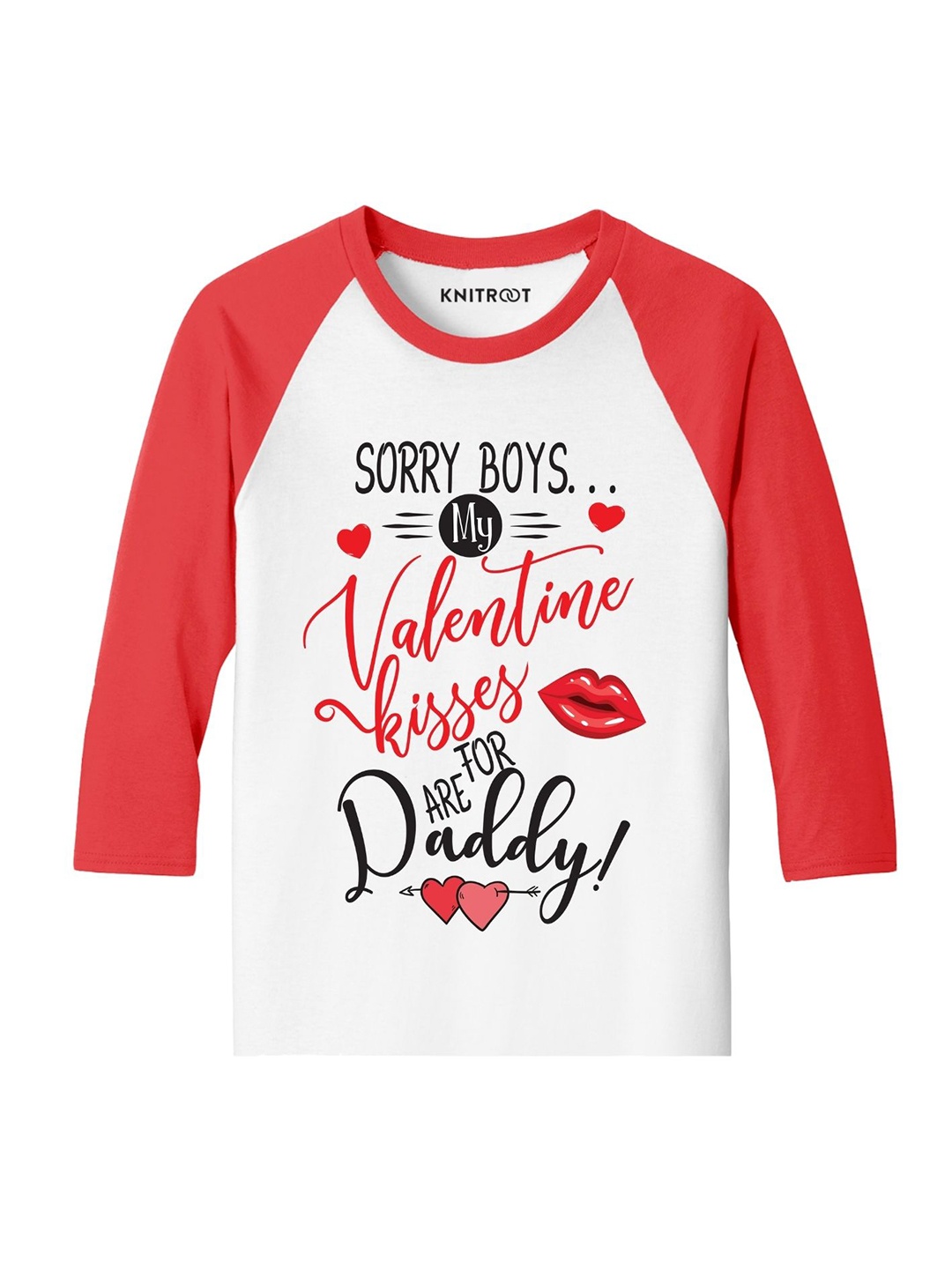 

KNITROOT Kids White & Red Typography Printed T-shirt