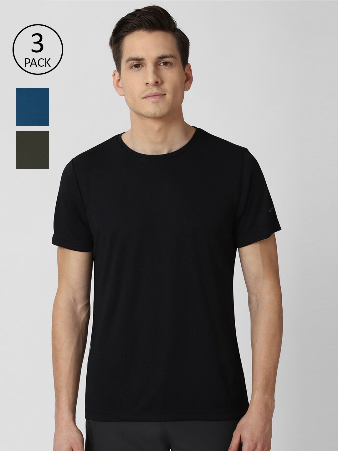 

Peter England Men Set of 3 T-shirt, Black