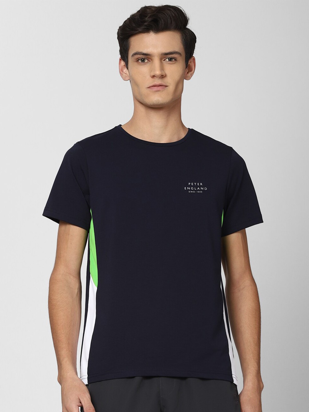 

Peter England Men Navy Blue Printed T-shirt
