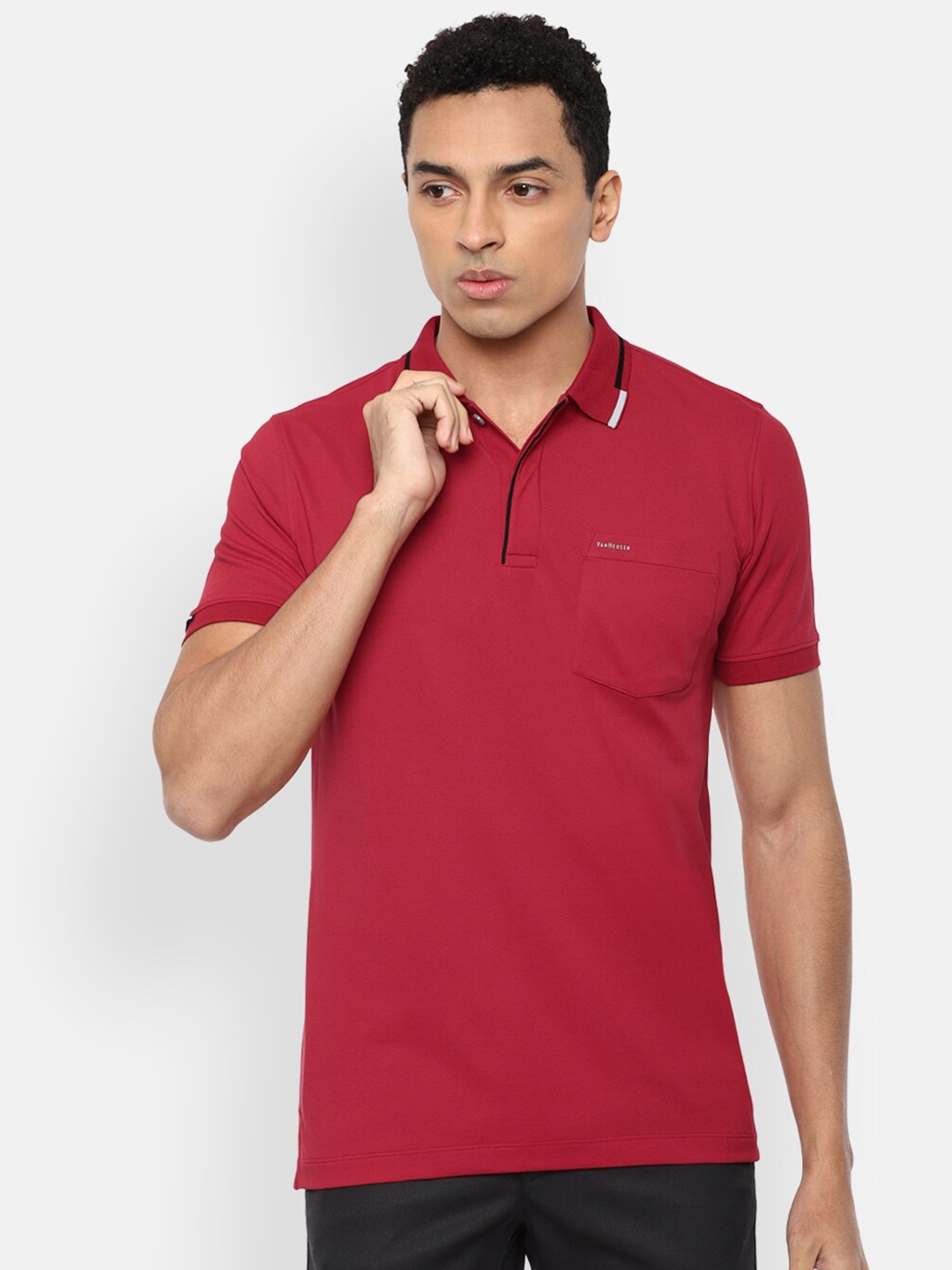 

Van Heusen Men Maroon Polo Collar T-shirt