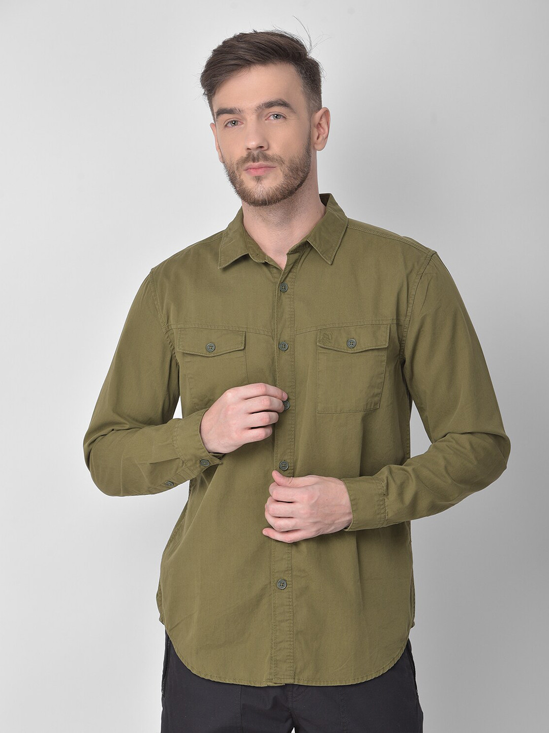 

Woodland Men Olive Green Casual Shirt