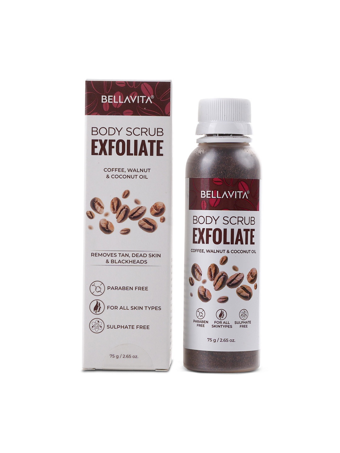 

Bella Vita Organic New Age Ayurveda Exfoliate Face and Body Scrub Grit 75 gm, Brown