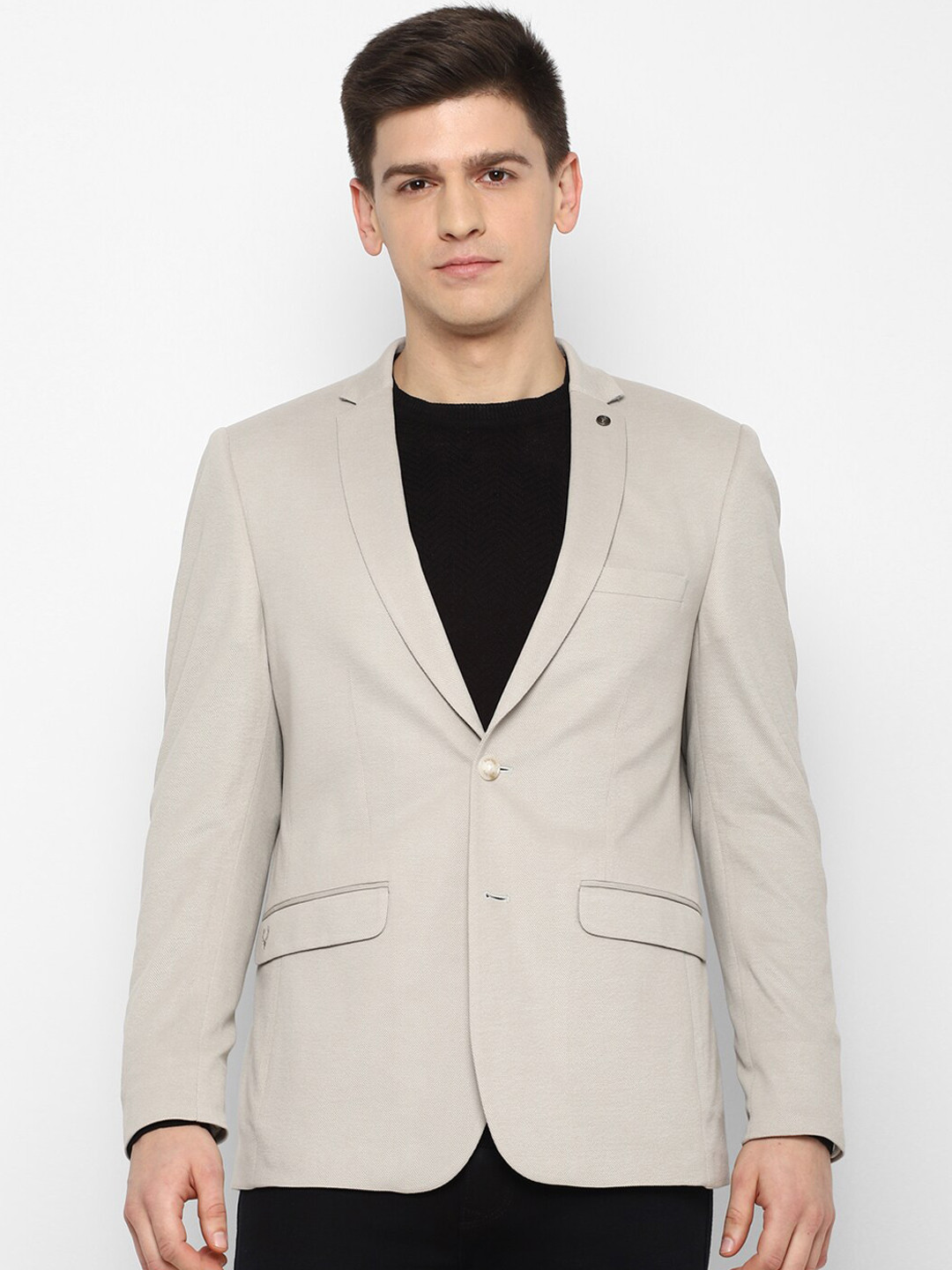 

Allen Solly Men Beige Single Breasted Blazer