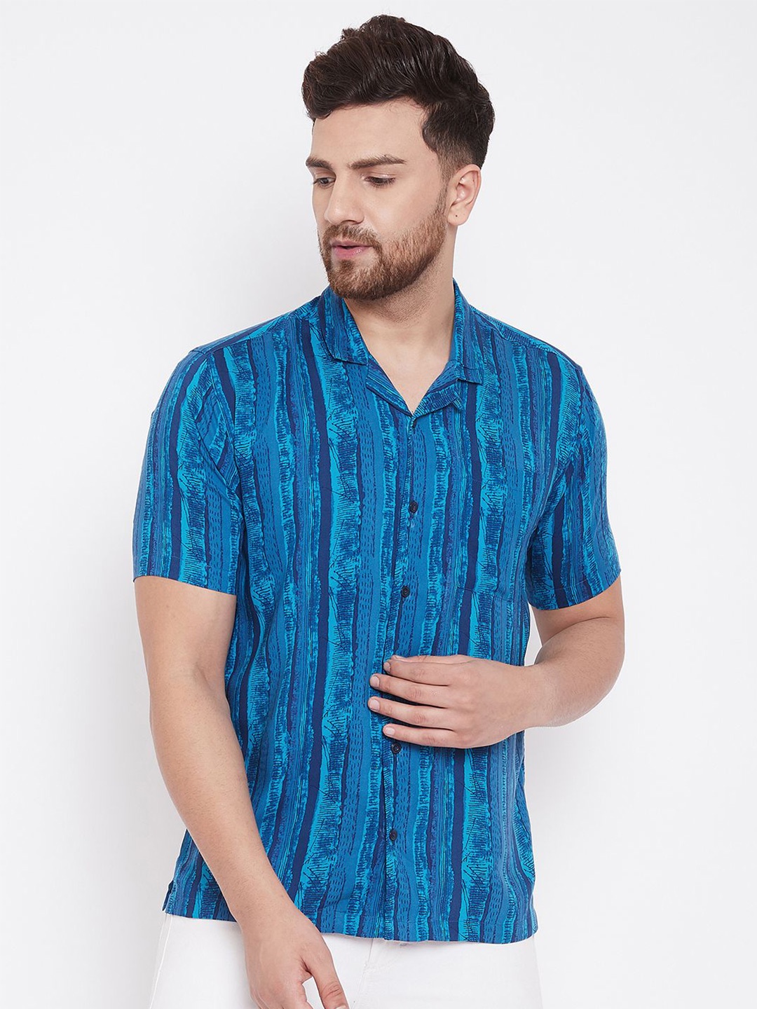 

even Men Blue Slim Fit Printed Casual Shirt