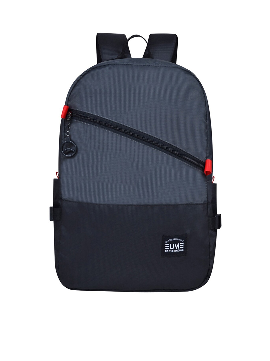 

EUME Unisex Grey & Black Colourblocked backpack
