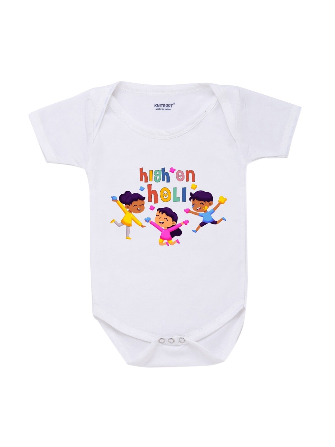 

KNITROOT Unisex Kids White High Holi Romper