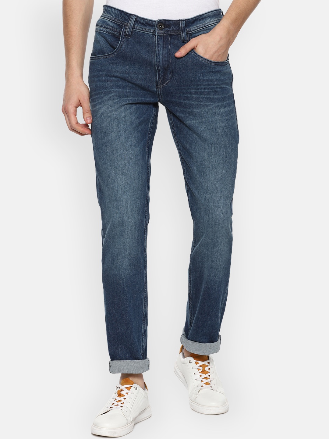 

VAN HEUSEN DENIM LABS Men Navy Blue Slim Fit Light Fade Jeans
