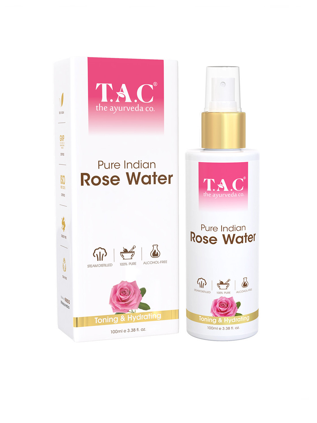 

TAC - The Ayurveda Co. Pure Indian Rose Water Face Toner For Toning & Hydration - 100ml, Pink