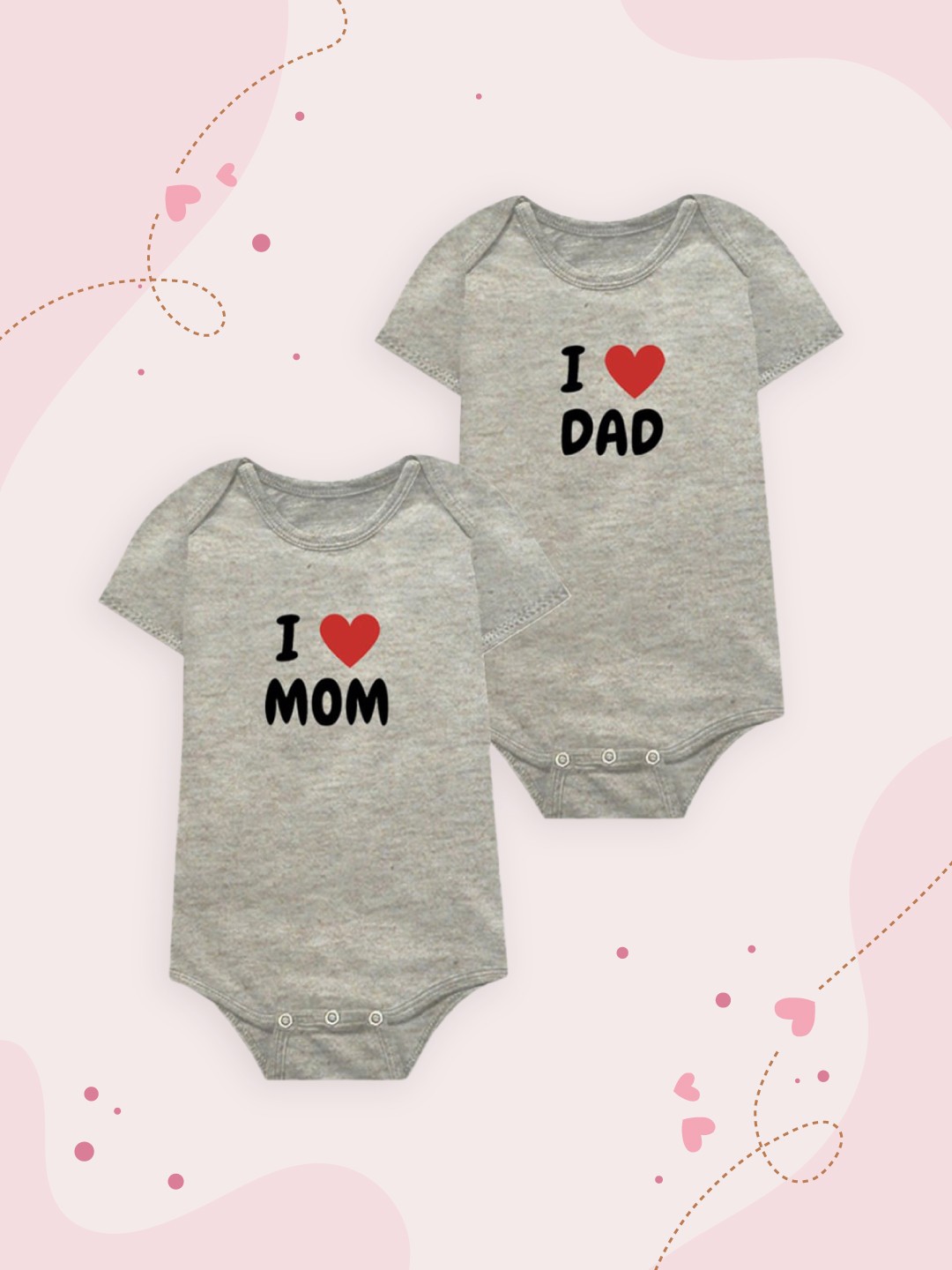 

A.T.U.N. Unisex Set of 2 Grey Baby Bodysuit