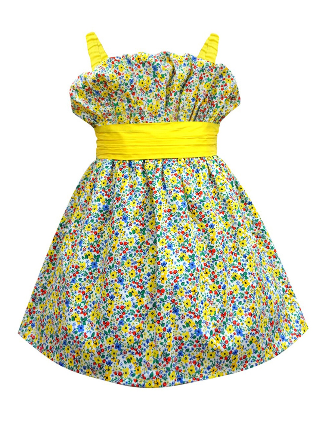 

A.T.U.N. Girls Yellow & Blue Floral Organic Cotton Dress