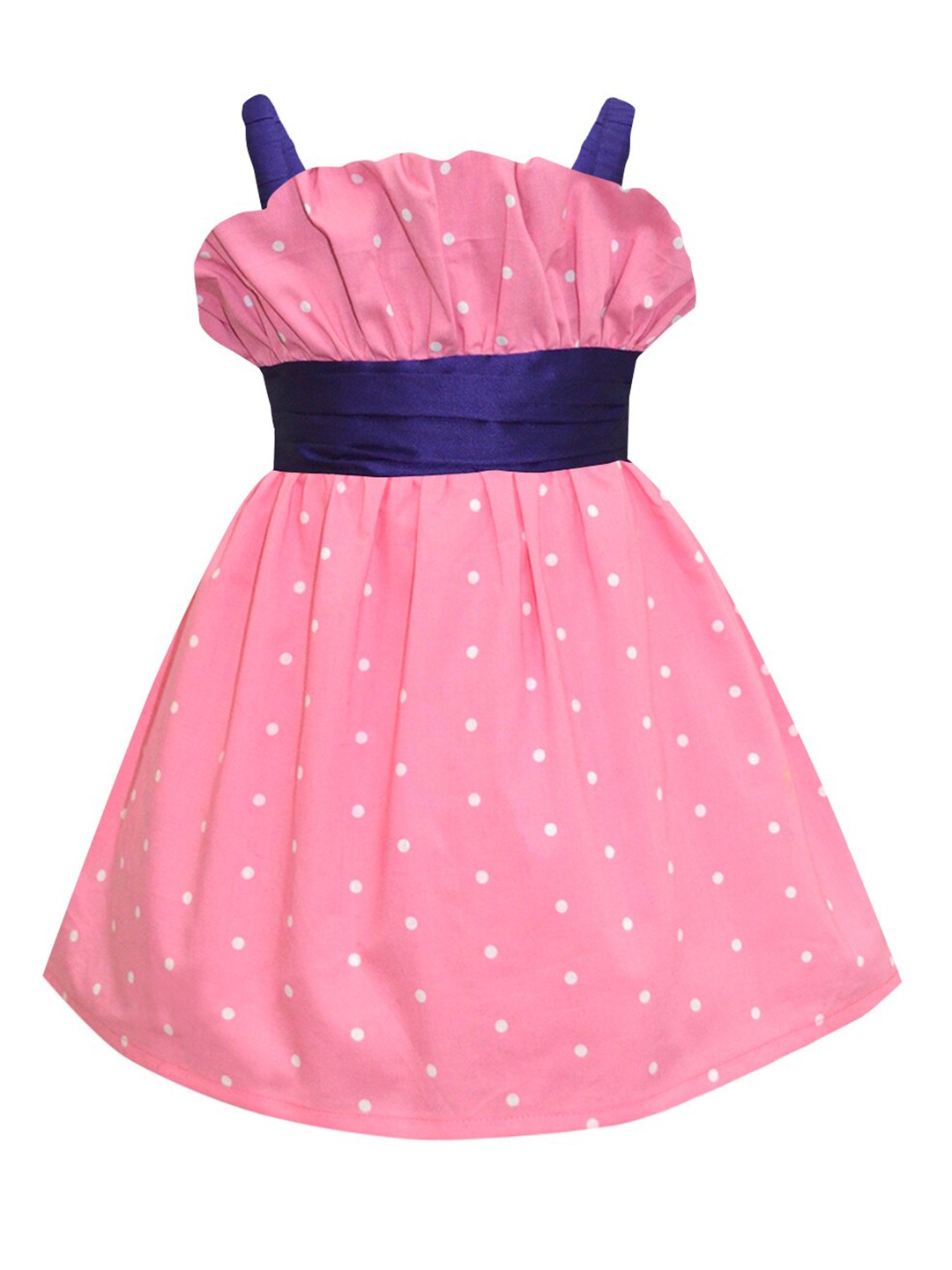 

A.T.U.N. Girls Pink & White Polka Dot Printed Pure Cotton Dress