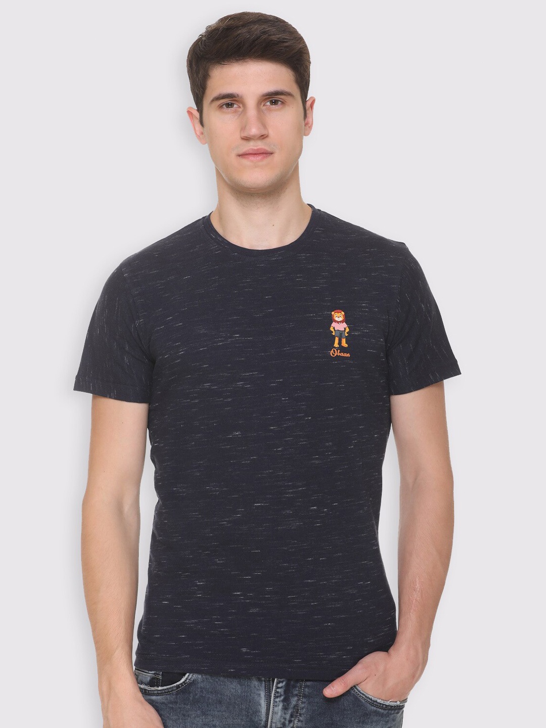 

Obaan Men Navy Blue Cotton T-shirt