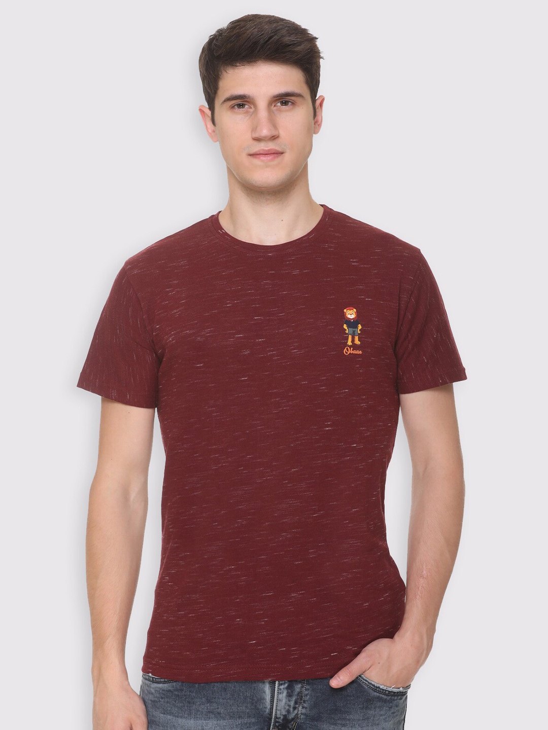 

Obaan Men Maroon Solid T-shirt