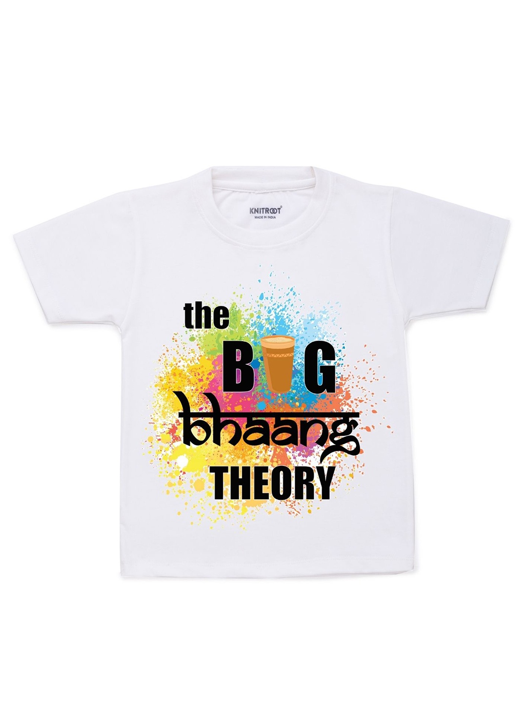 

KNITROOT Kids White & Black Bhaang Theory Typography Printed T-shirt