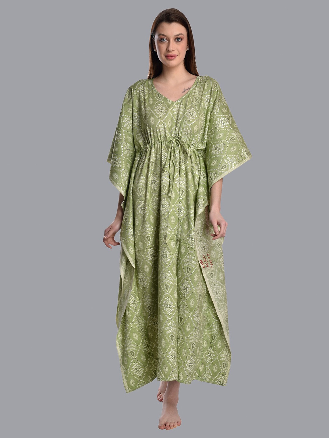 

CIERGE Green Printed Maxi Nightdress