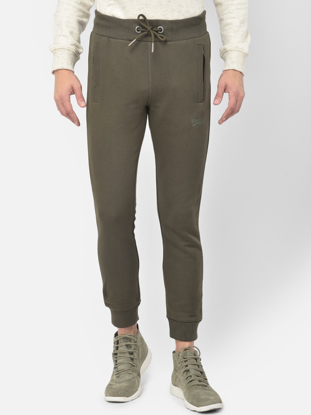 

Woodland Men Olive Green Solid Joggers